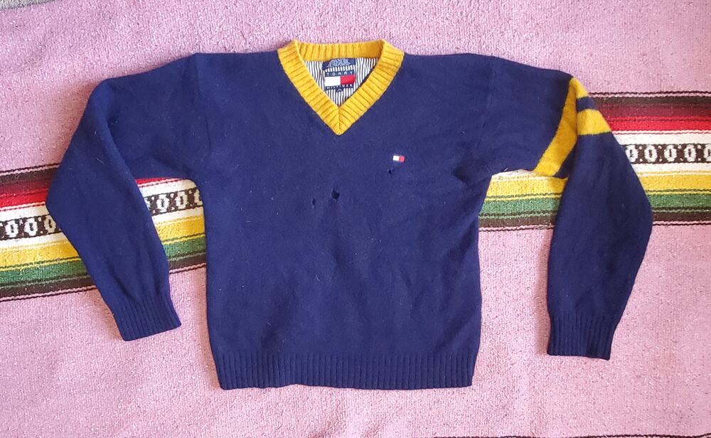Vintage Y2K Tommy Hilfiger Wool Blue Pullover Sweater XL